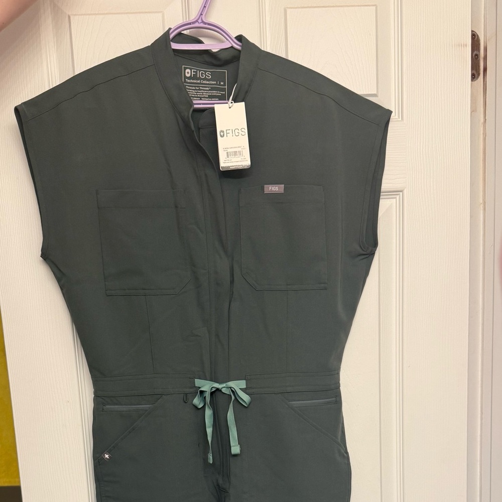 Figs NWT Dark Green/grey Utility Jumpsuit